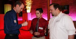 Jon Paddock, left, of Warsaw, Tom Bratton of Brockport and Jay Partyka of Rochester chat at the Digital Rochester networking event at Tribeca in the High Falls district. The event featured a breakout session on podcasts.